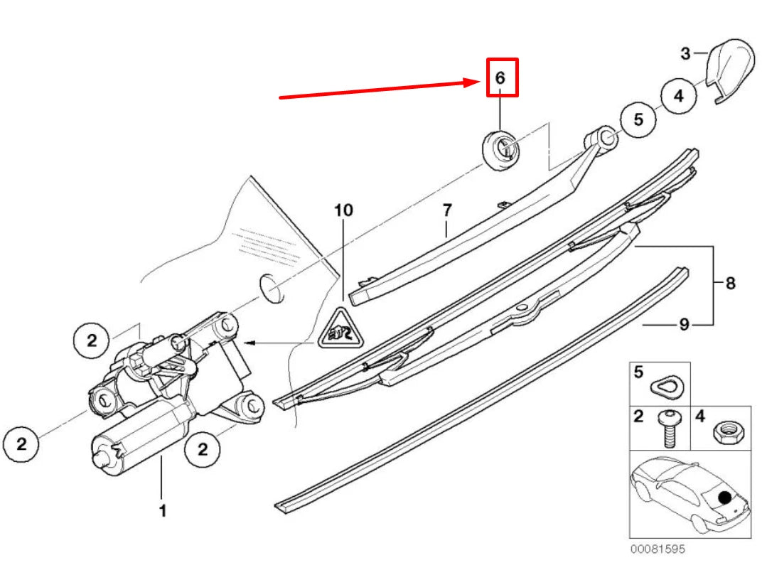 NEW BMW X5 E53 REAR WINDOW WIPER ARM GROMMET 61628244453 8244453 ORIGINAL