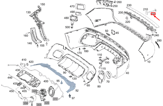 new mb glb x247 rear bumper cover support rail stud a0008850200 original