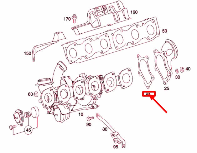 NEW MERCEDES-BENZ S W222 TURBOCHARGER RIGHT SEALING SHIM A2750961280 ORIGINAL
