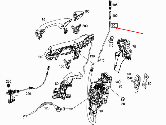 new mercedes-benz e w213 front left door lock securing rod a2137230700 original