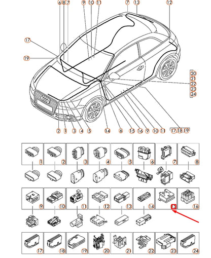 NEW AUDI A1 MK1 DIAGNOSTIC PLUG FLAT CONTACT HOUSING 16 PIN 3A0972695A ORIGINAL
