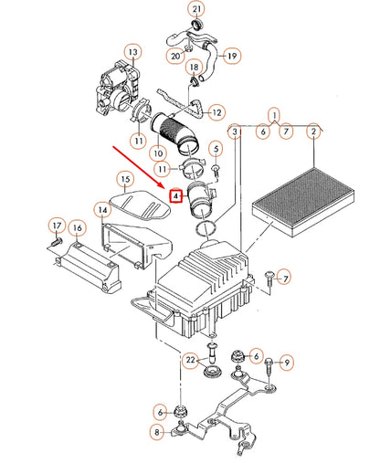 NEW AUDI A3 8P AIR MASS METER 07D906461 ORIGINAL