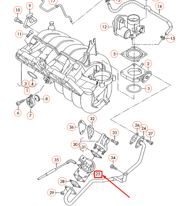 new volkswagen beetle 9c exhaust recirculation valve 036131503m original