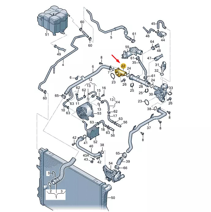 NEW VW TOUAREG MK2 COOLING SYSTEM REAR RIGHT CONNECTOR UNION 079121137E