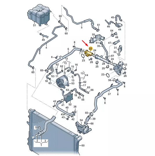 NEW VW TOUAREG MK2 COOLING SYSTEM REAR RIGHT CONNECTOR UNION 079121137E