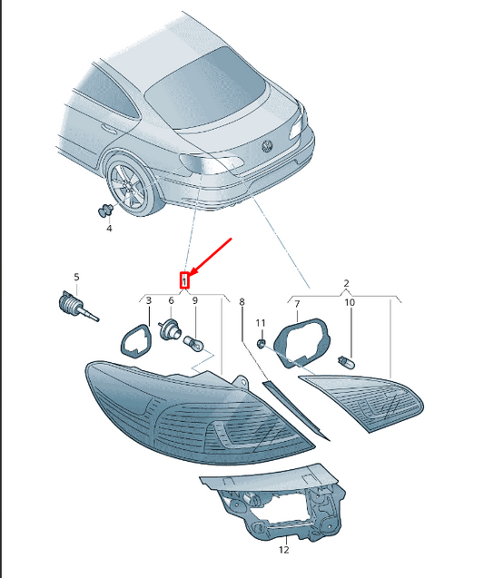 new vw cc 35 rear left taillight 3c8945207ae original
