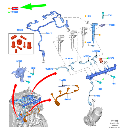 new ford ranger t6 mk3 fuel injector 2215551 jb3q-9k546-aa original