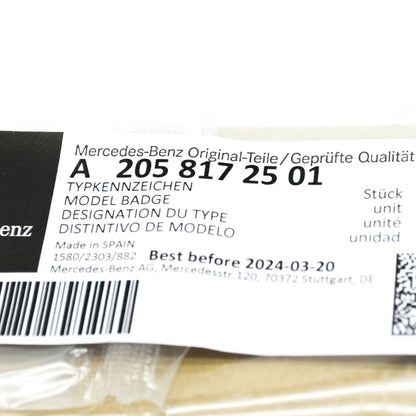 NEW MERCEDES-BENZ C W205 FRONT RIGHT FENDER EMBLEM BADGE A2058172501 ORIGINAL