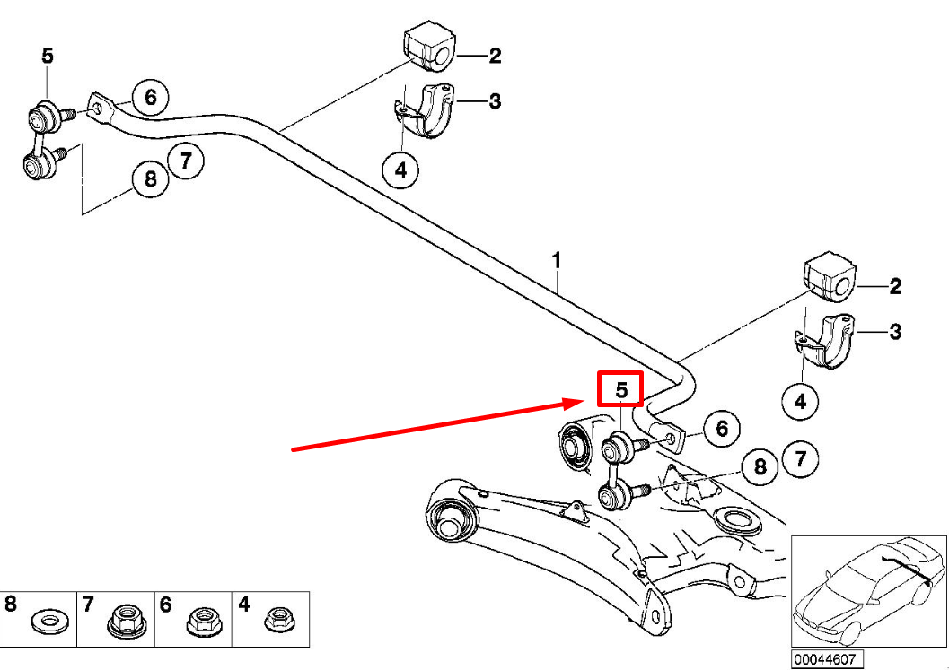 new bmw x5 e53 rear stabilizer link 33551096735 1096735 original