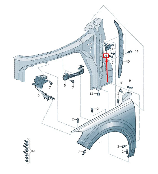 NEW AUDI Q8 4MN REAR LEFT FENDER BRACKET 4M8821167 ORIGINAL