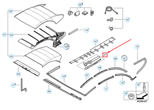 new bmw 6 convertible e64 soft top trims repair kit 54347345713 original
