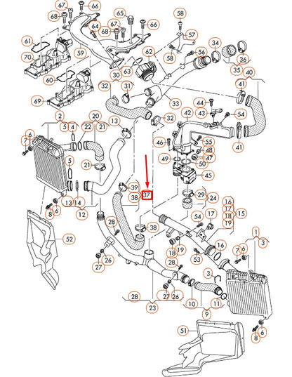 NEW AUDI Q7 4L CHARGE AIR COOLER PRESSURE HOSE 7L6145790J ORIGINAL