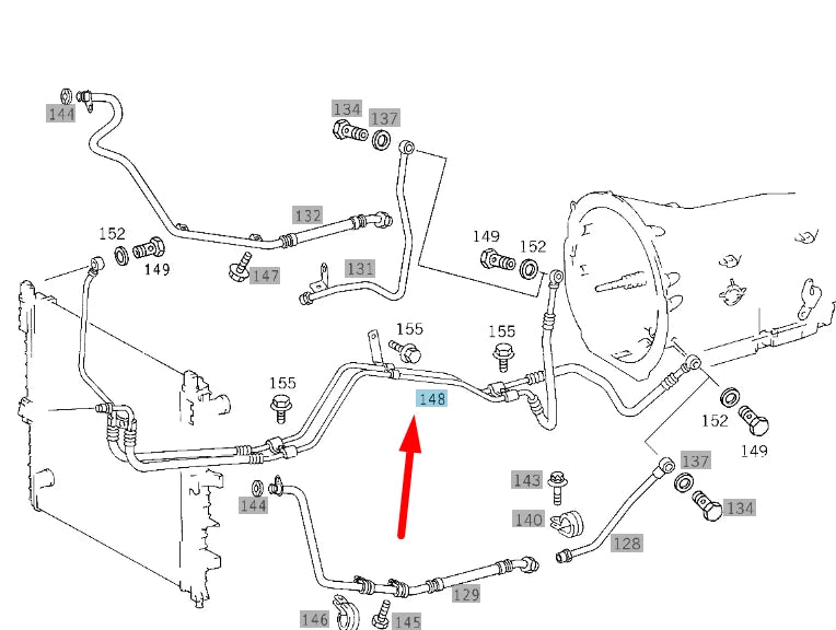 NEW MERCEDES-BENZ ML W163 TRANSMISSION OIL COOLER LINE A1635010624 ORIGINAL