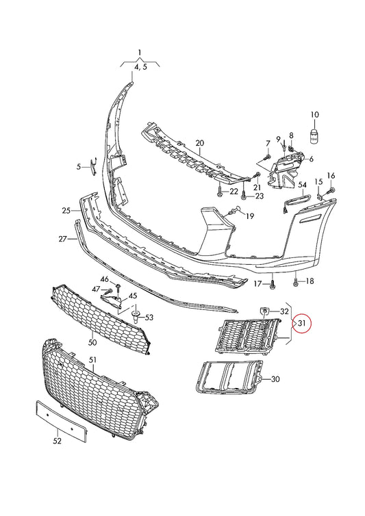 NEW AUDI R8 16-18 FRONT BUMPER N/S LEFT AIR GUIDE GRILL 4S0807683A3FZ