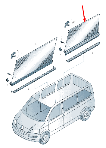 new volkswagen transporter t5 rear right sun blind roller 7e386133081u original
