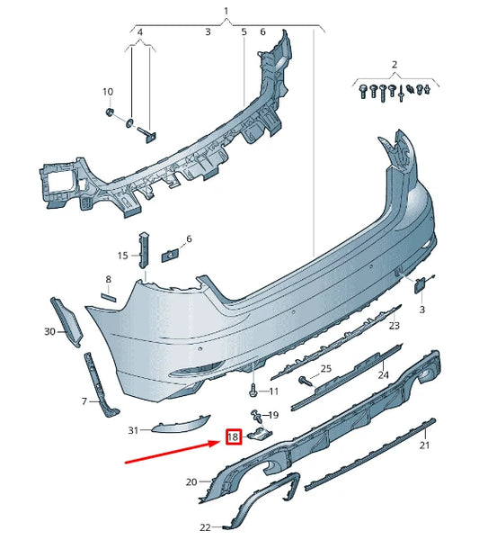 NEW AUDI RS3 REAR LEFT BUMPER ADAPTER 8V4807773