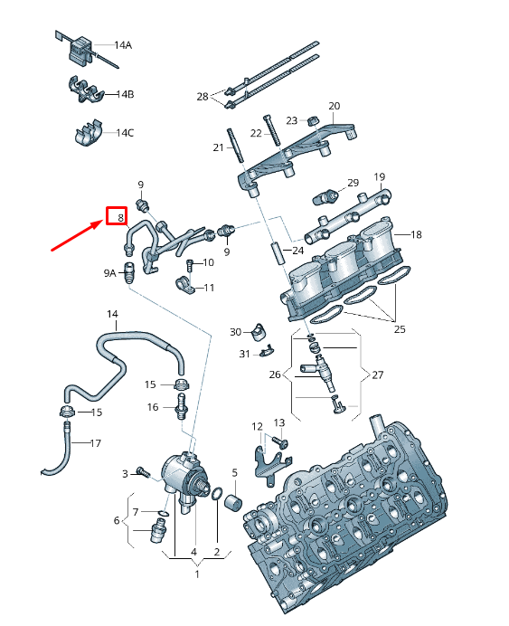 new audi a6 avant c7 fuel line 06e127501aq original