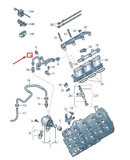new audi a6 avant c7 fuel line 06e127501aq original