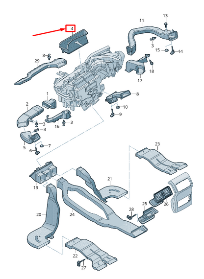 new audi q5 fy instrument panel air duct lhd 80b858431 original