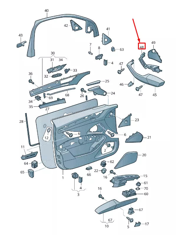 NEW AUDI A8 4H FRONT RIGHT DOOR WINDOW SWITCH MOUNTING LHD 4H1959522DF3