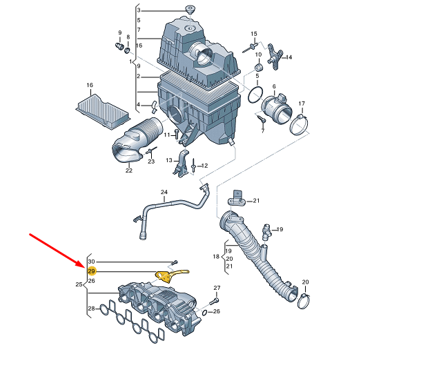 NEW VW TRANSPORTER VI T6 INTAKE CONNECTION BRACKET 03L129723F ORIGINAL