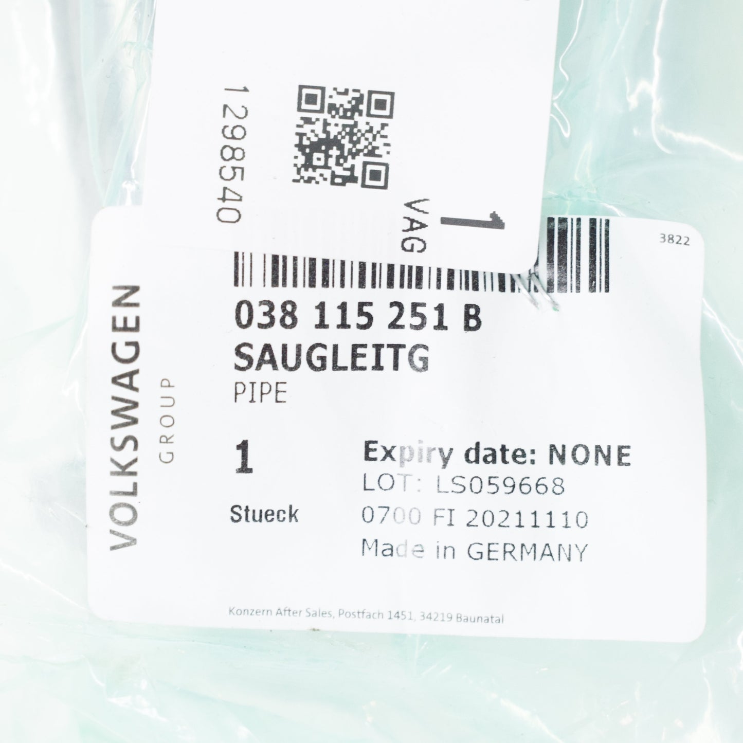 NEW AUDI A1 8X OIL PICK UP TUBE LINE 038115251B 1.6 TDI ORIGINAL