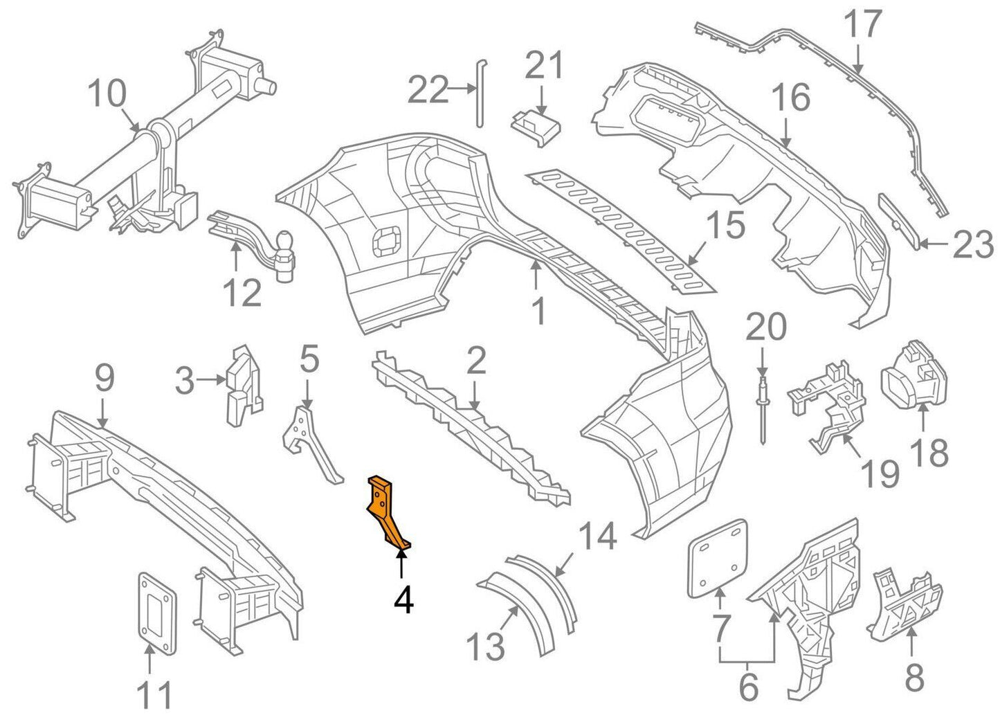 NEW MERCEDES-BENZ GLE W166 REAR BUMPER RIGHT INNER BRACKET A1668804600 ORIGINAL
