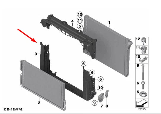 NEW BMW 5 F10 LOWER RADIATOR MODULE CARRIER 2284247 17112284247 ORIGINAL