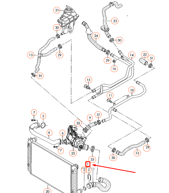 NEW AUDI A6 C6 RADIATOR LOWER COOLANT HOSE 4F0121055R ORIGINAL