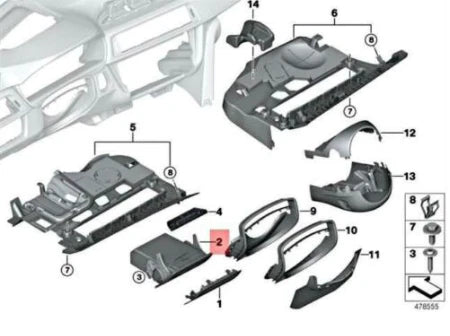 NEW BMW 3 F30 INSTRUMENT PANEL STORAGE FOLDING BOX LEFT LHD 51459240634 ORIGINAL