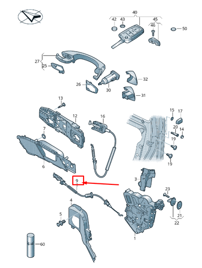 new vw golf vii 5g mk7 front right door latch cable 5g4837086a original