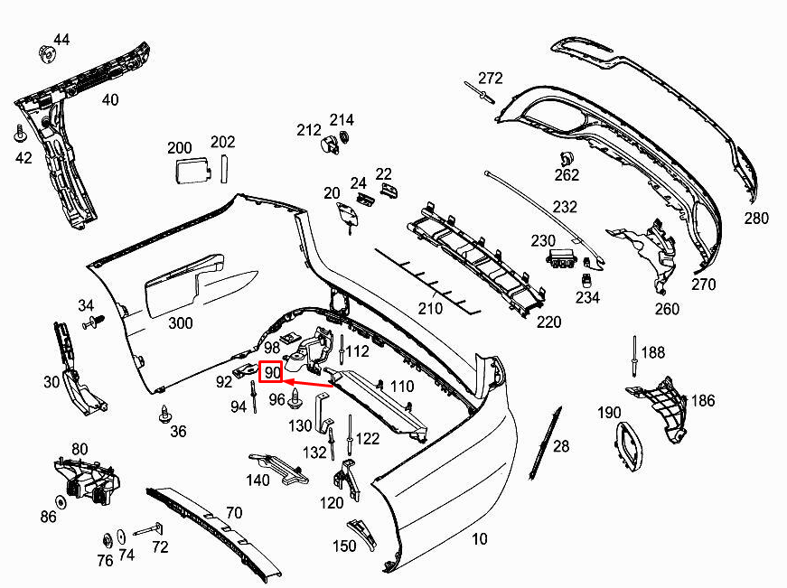 NEW MERCEDES-BENZ C W205 REAR LEFT BUMPER BRACKET A2058851114 ORIGINAL
