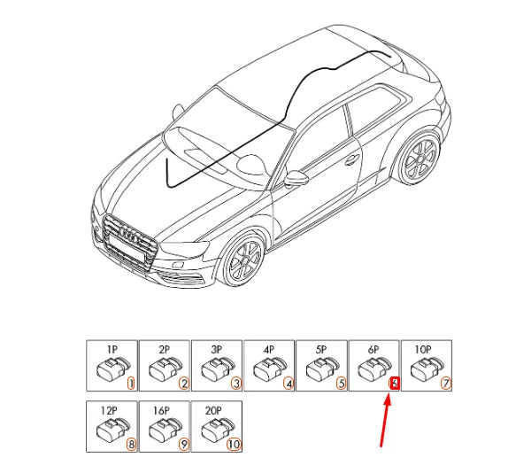 NEW AUDI A3 8V FLAT CONTACT HOUSING 6 PIN BLACK 1J0973726 ORIGINAL