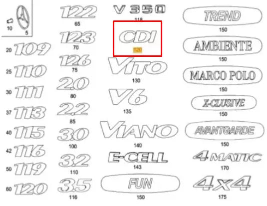 NEW MERCEDES-BENZ VITO W639 TRUNK LID CDI CHROME BADGE A6398171200 ORIGINAL