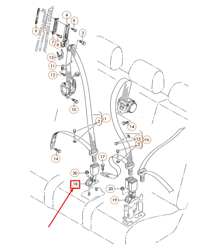 NEW VOLKSWAGEN TOUAREG 7L REAR RIGHT SEAT BELT LATCH 7L0857821DFCN ORIGINAL