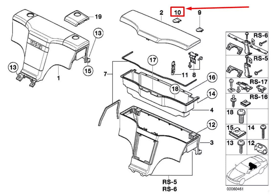 NEW BMW Z3 COUPE E36 CENTER ODDMENTS BOX COVER 8400252 51168400252 ORIGINAL