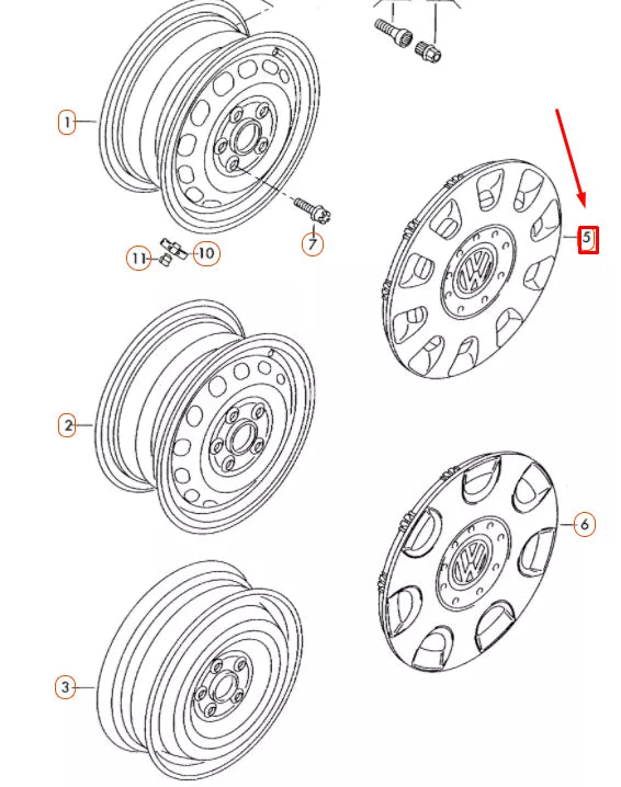 NEW VOLKSWAGEN TOURAN 1T WHEEL TRIM COVER 15" 1T0601147DWPU ORIGINAL