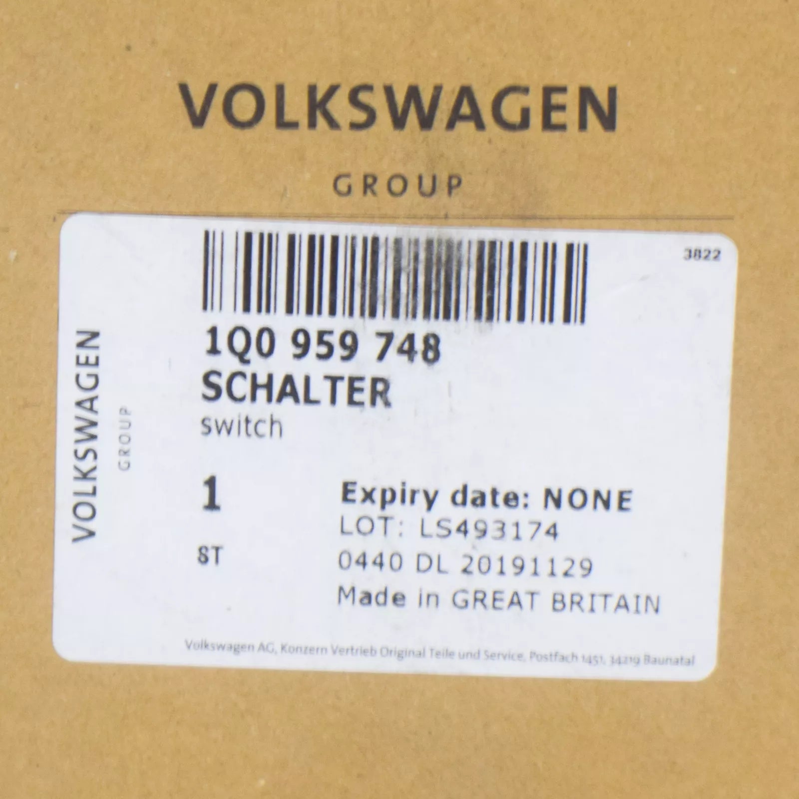 NEW AUDI TT 8J FRONT RIGHT SEAT CONTROL SWITCH UNIT 1Q0959748