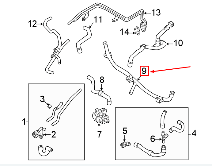 NEW AUDI A3 SPORTBACK 8V ENGINE COOLANT BYPASS PIPE 04E121070AD ORIGINAL