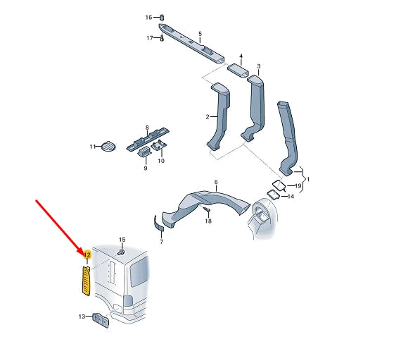 NEW VW TRANSPORTER T5 REAR LEFT BODY VENT GRILLE TRIM 7H18155019B9 ORIGINAL