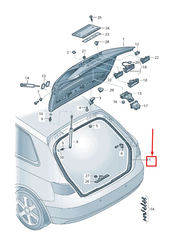 NEW AUDI A3 SPORTBACK 8V REAR TAILGATE WEATHERSTRIP 8V4827705