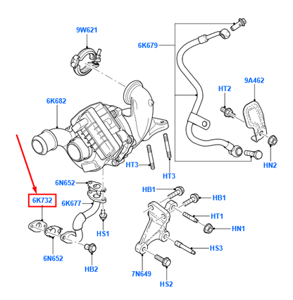 new ford transit connect mk1 turbo oil drain pipe 1352873 4m5q-6k732-aa original