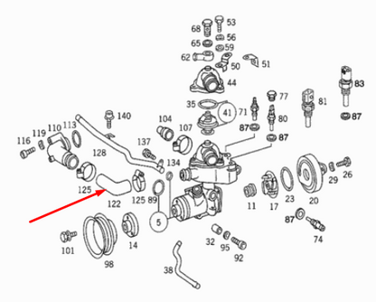 NEW MERCEDES-BENZ S-CLASS W140 WATER PUMP HOSE A1042030482 ORIGINAL