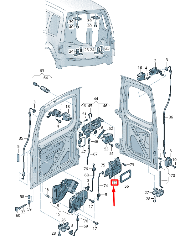 new volkswagen caddy 2k mk3 rear lid inner opening handle 2k0829309a9b9 original