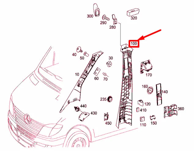 NEW MERCEDES-BENZ SPRINTER W906 RIGHT SIDE B PILLAR TRIM A90669203007J69