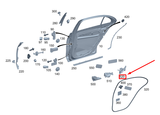 new mercedes-benz s w223 rear rh door rear impact absorber a2237353801 original