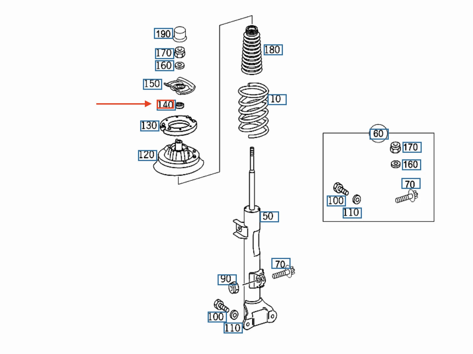 NEW MERCEDES-BENZ C W203 FRONT SUSPENSION MOUNT NUT A0009900365 ORIGINAL