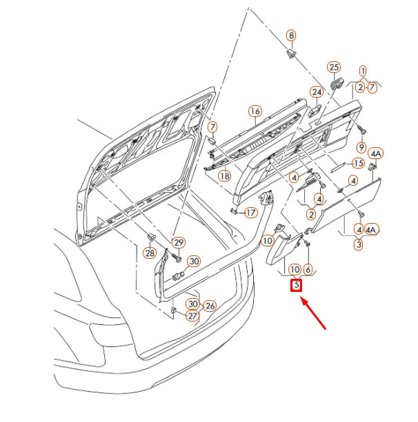 NEW AUDI A4 AVANT B8 REAR TRIM PANEL LEFT TAIL LIGHT COVER 8K98676574PK ORIGINAL