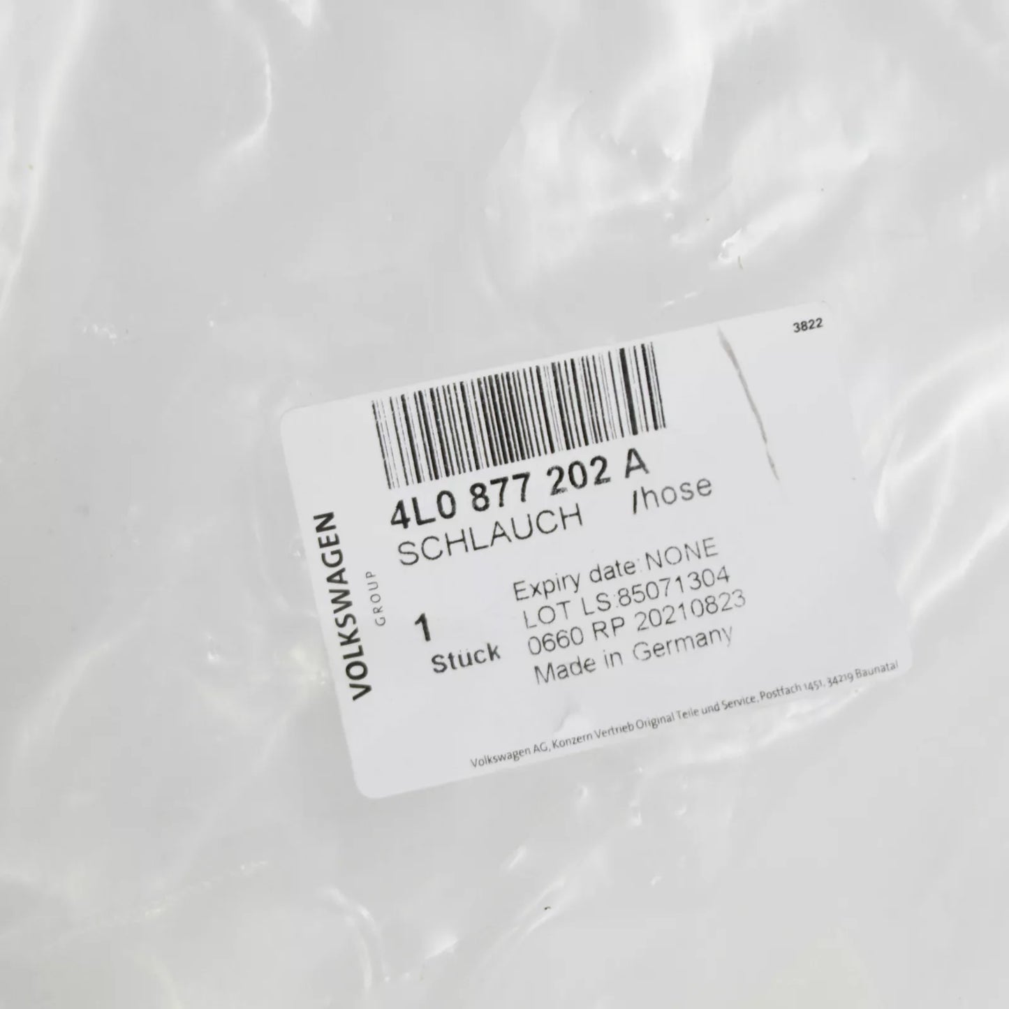 NEW AUDI Q7 4L FRONT RIGHT WATER DRAINAGE HOSE 4L0877202A ORIGINAL