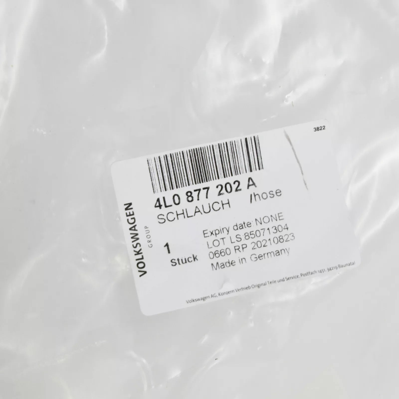 NEW AUDI Q7 4L FRONT RIGHT WATER DRAINAGE HOSE 4L0877202A ORIGINAL